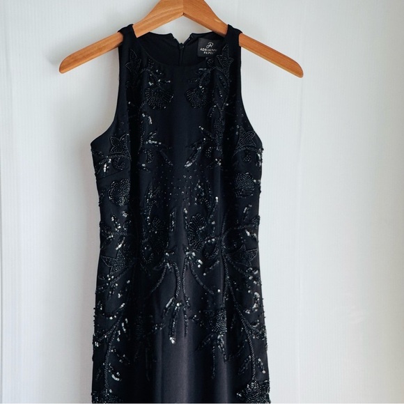 🆕Adrianna Papell Midnight Black Embellished Gown NWT sleeveless high neckline - Picture 3 of 12
